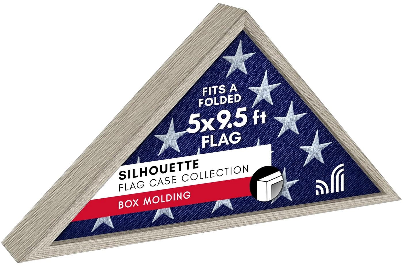 Americanflat Large Flag Display Case Fits Folded 5x95 Burial Flags Silhouette Collection Display Box for Wall or Tabletop Driftwood