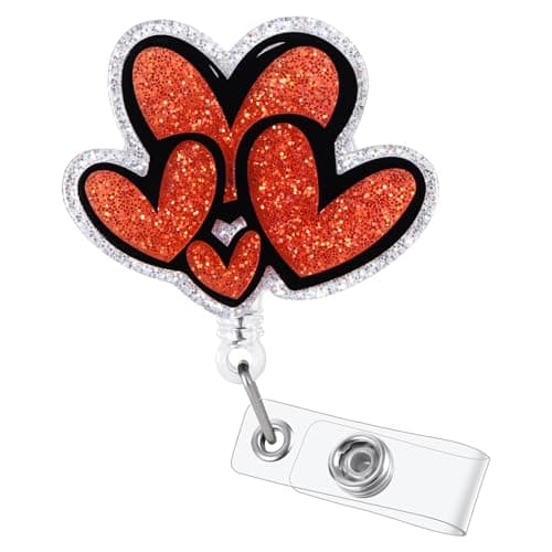 Cute Heart Badge Reel, Retractable ID Card Badge Holder, Name Tag Work Badge Clip for NICU RN LPN CNA MA ER Night Shift Nurse Nursing Student Doctor Teacher, Nurse Gifts