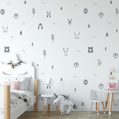 Baby RyRo London Stylish Animal Wall Stickers - Nursery, Toddler, Kids Jungle Wall Stickers with Adorable Safari Animal Designs. Easy to Apply Baby Wall Stickers. Designed by Parents in The UK