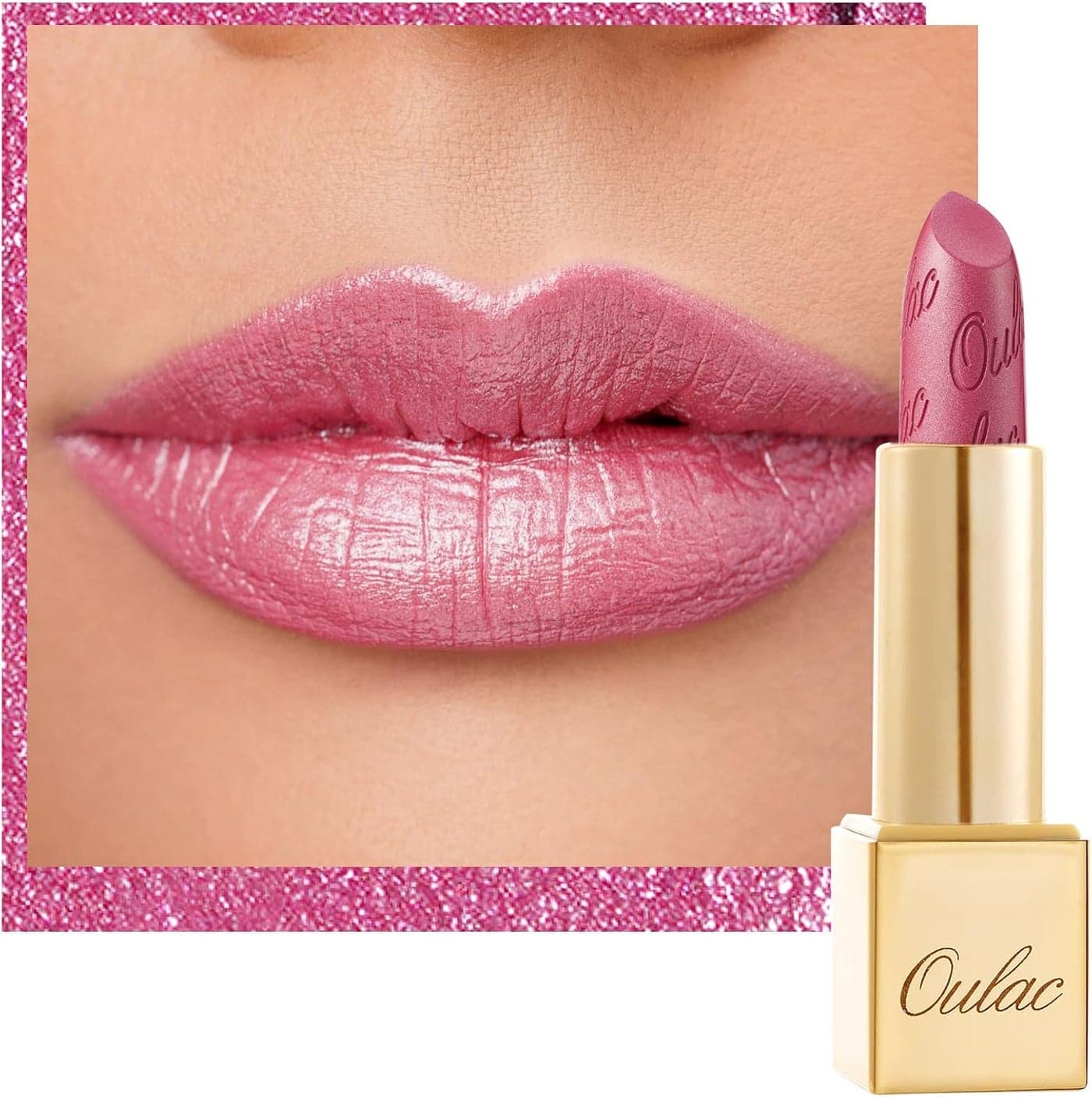 OULAC Metallic Shine Glitter Lipstick Pink High Impact Lipcolor Lightweight Soft and Ultra Hydrating Long Lasting Vegan CrueltyFree FullCoverage Lip Color 43 g015 HIP HIPPIE11