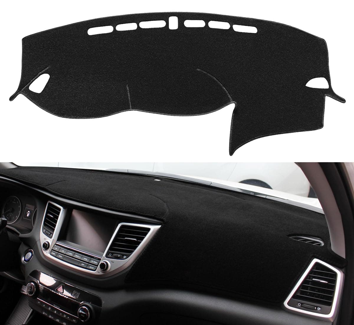 Yiz Dash Cover Mat Custom Fit for Hyundai Tucson 2016 2017 2018 Dashboard Cover Pad Carpet Black J45
