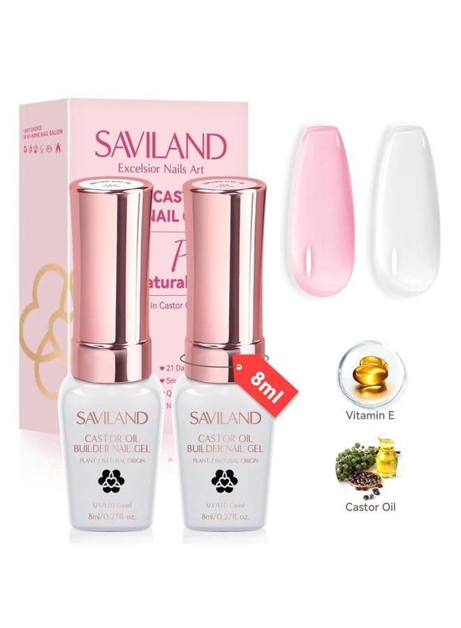 Builder Nail Gel: Castor Oil Builder Nail Gel Set Vitamin E Nail Strengthener Clear Pink Hard Gel Builder Extension Builder Nail Gel in a Bottle Home Women Extensions Nail Care Repair