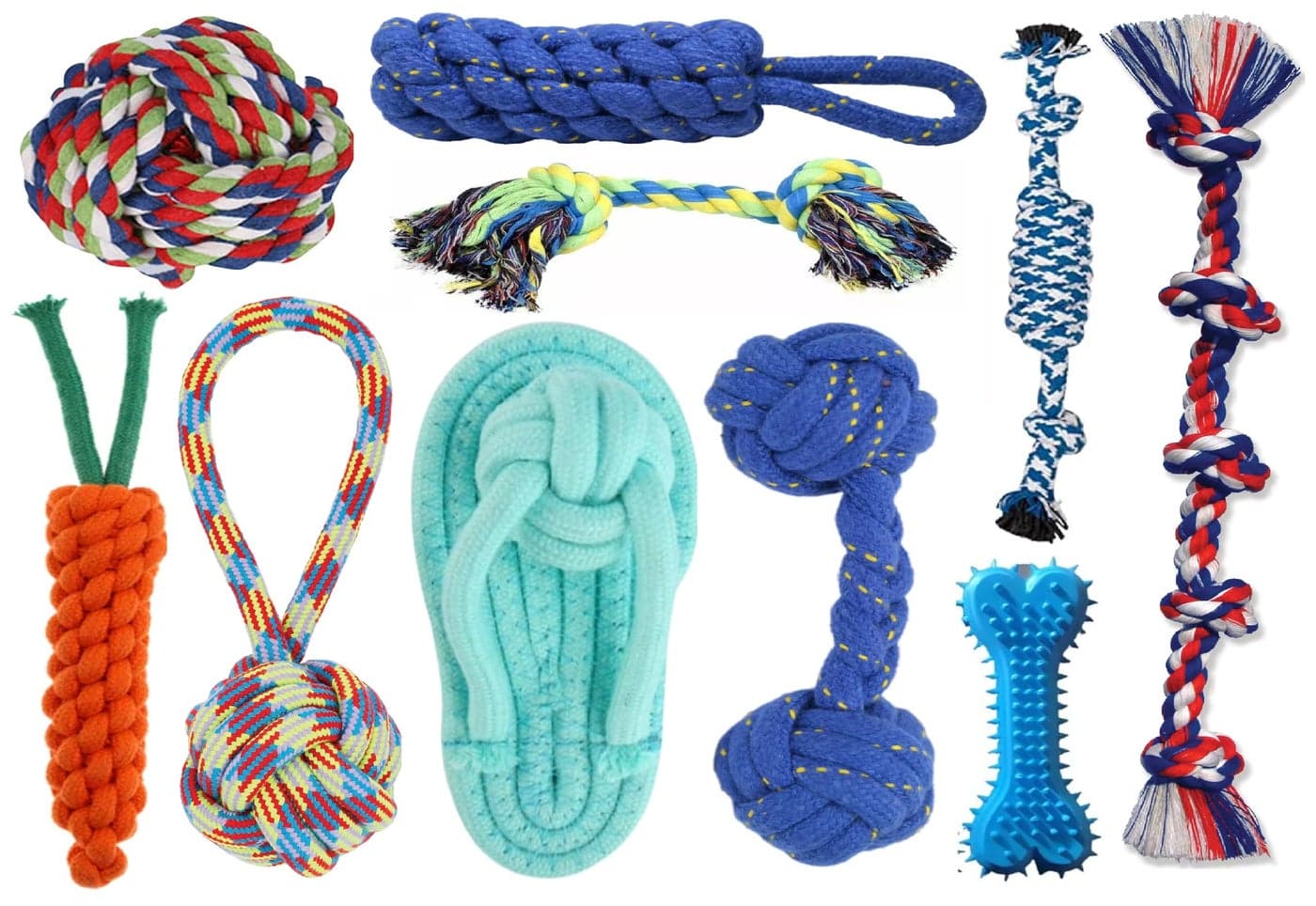 Agirav Tail Dog Toys + Dog Chew Toys + Puppy Teething Toys + Rope Dog Toy + Dog Toys for Small to Medium Dog Toys + Dog Toy Pack + Tug Toy + Dog Toy Set + Washable Cotton Rope for Dogs (Pack of 10)
