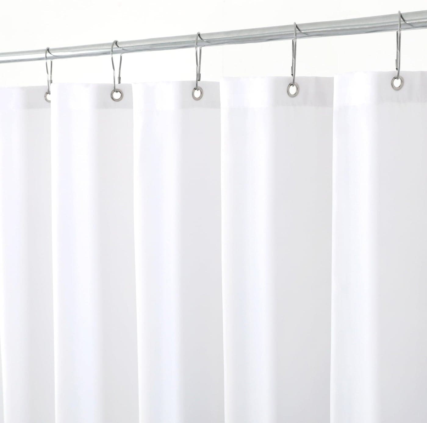Biscaynebay Hotel Quality Fabric Shower Curtain Liners 72" X 72", White Water Resistant Bathroom Curtains Rust Resistant Grommets Weighted Bottom Hem Machine Washable