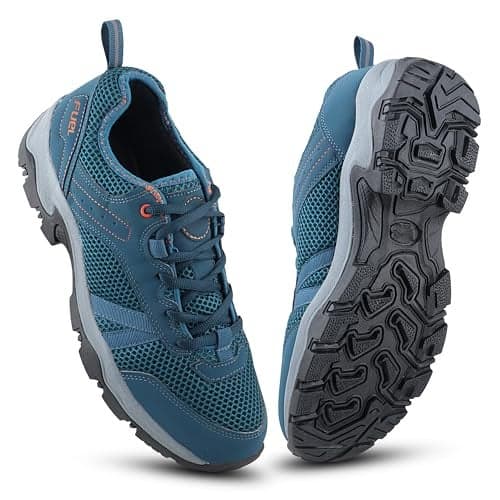 FUEL Sport Shoes Outdoor-03 for Men, Lace-Up with Style & Comfort, Lightweight Anti Skid Shoe for Running, Walking, Gym, Trekking and Hiking, Casual Footwear for Gents (Blue,9)