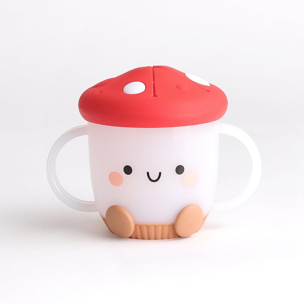 Itzy Ritzy Toddler Snack Cup SpillProof Snack Cup for Toddlers with Soft Silicone Lid for Easy Food Access EasyToHold Kids Snacks Container With Handles Ideal for 12 months Up Mushroom