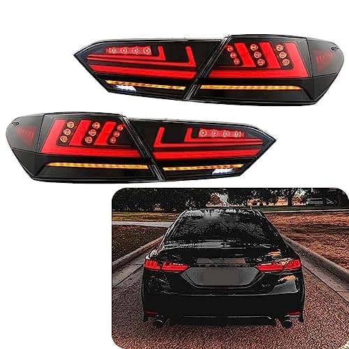 inginuity time LED Tail Lights For Toyota Camry 2018 2019 2020 2021 2022 2023 Rear Lamps Start Up Animation DRL Brake Turn Signal Assembly (Clear)