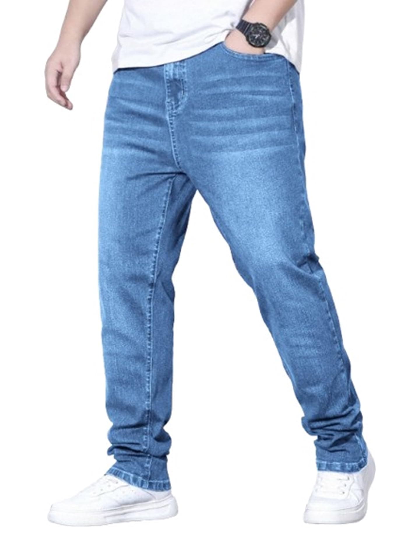 Ben Martin Plus Size Jeans for Man || Big Size Stretchable Jeans for Men || Smart Fit Regular Fit Jean's Pants for Men's || Comfortable Cotton Denim Jins Pant for Men:s, Light Blue - 42 (2)