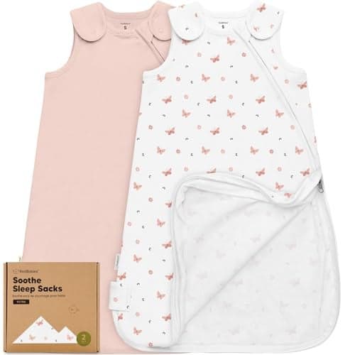 2Pack Organic Baby Sleep Sacks 100 Cotton Soft Breathable 05TOG Baby Wearable Blanket Toddler Sleeping Sack 06 months Easy to Wear Transitional Swaddles for Newborns Butterflies S