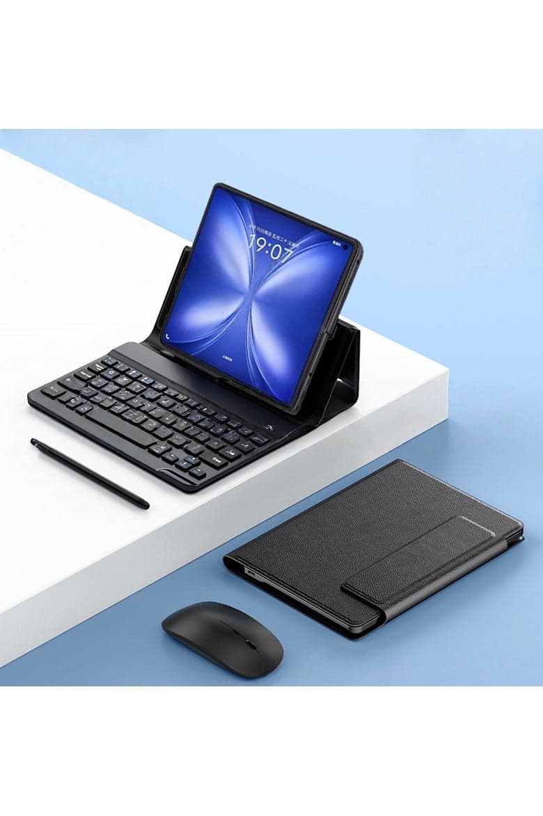 Suitable for Samsung Z Fold7 mobile phone keyboard case, full-coverage Bluetooth keyboard and mouse case with pen slot, foldable screen shockproof portable case.