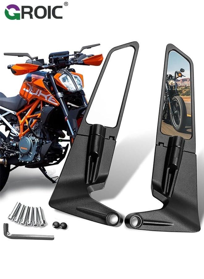 Motorcycle Rear View Mirrors – Adjustable 360° Rotating Stealth Wind Wing Side Mirrors