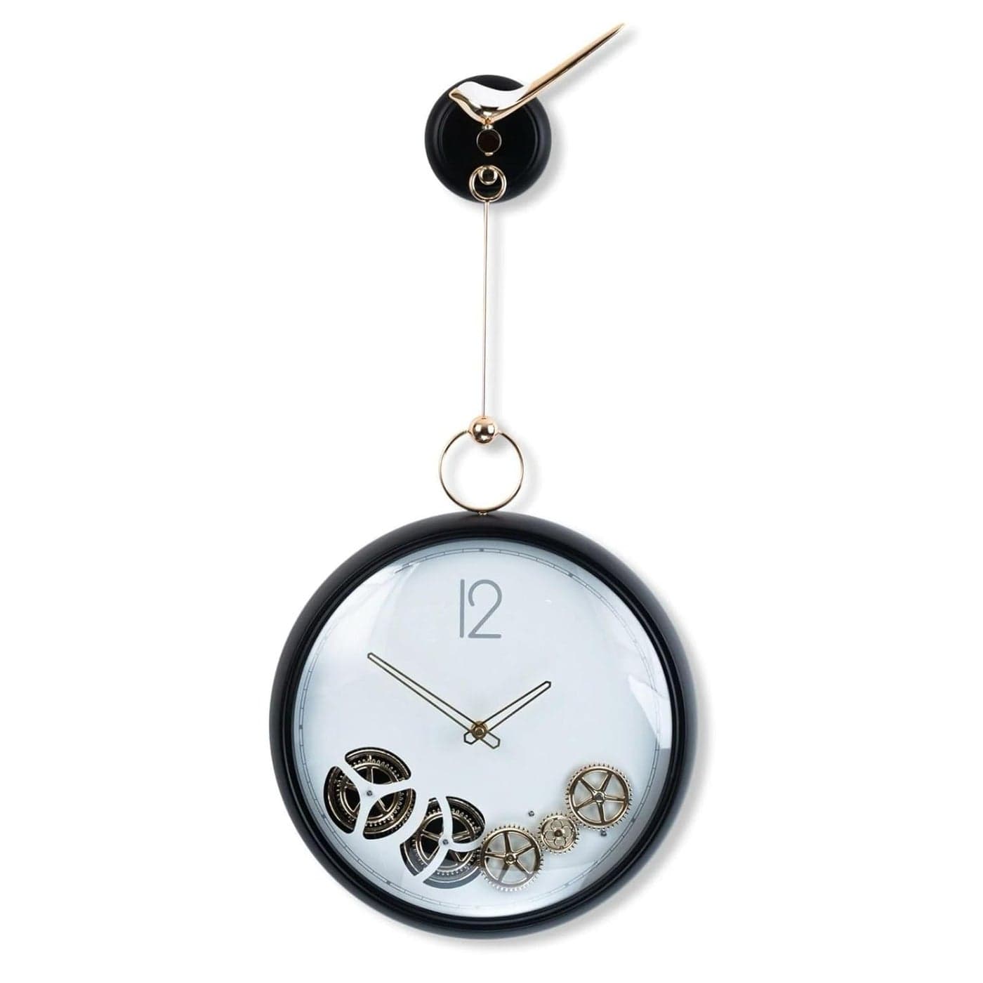 Brikipth Luxury Antique Design Metal Clock with Rotating Gears for Home Decor in Living and Dining Rooms Wall Clock Living Room Decoration Creative Light Luxury Modern Silent Hanging Clock