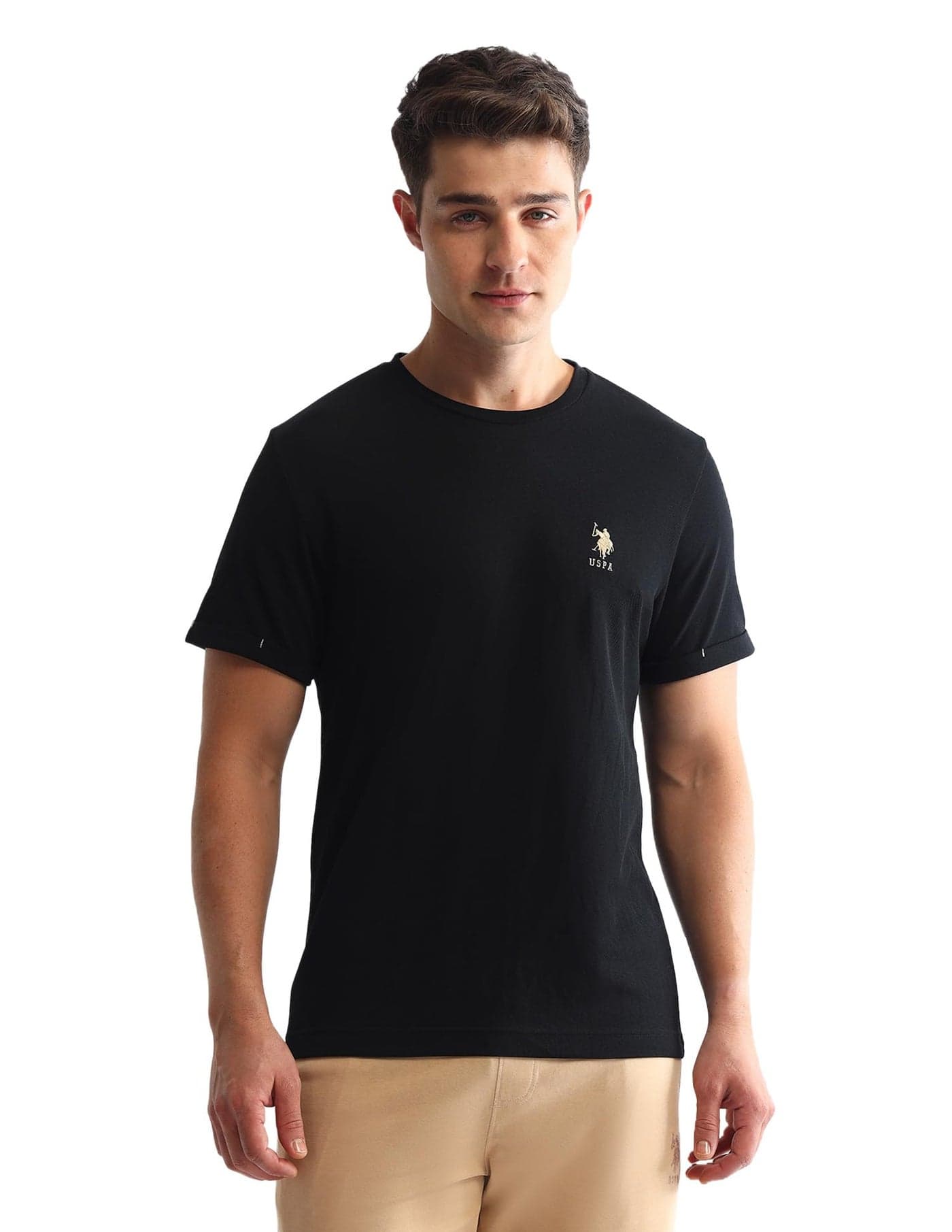 U.S. Polo ASSN. Mens Solid Comfort Fit Loungewear T-Shirt (Black L)