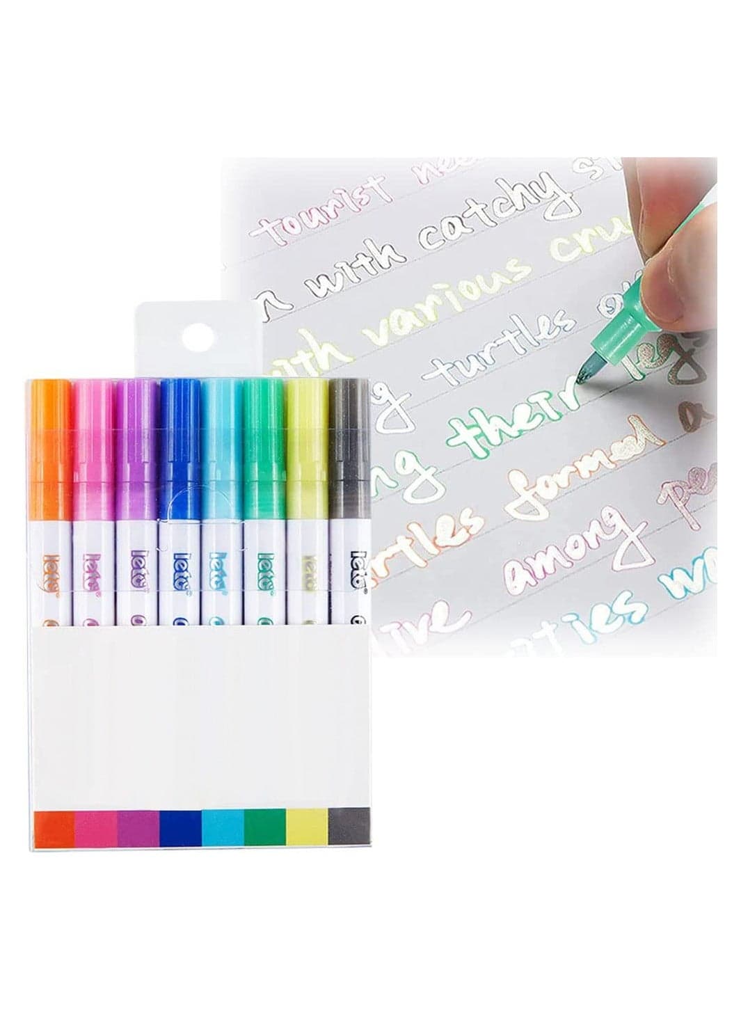 8 Color Outline Markers Double Line Shimmer Markers Super Squiggles Glitter Metallic Markers Shimmer Outline Markers For Art Drawing Writing Greeting Cards DIY Scrapbook Crafts