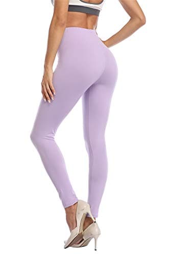 Kotii Women's High Waist Soft Full Length Leggings, Light Purple, Plus Size