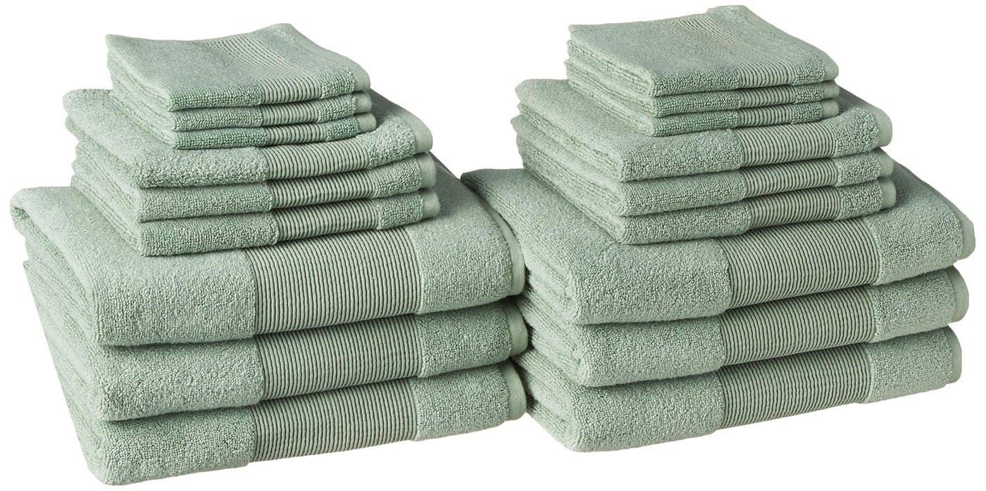 Modern Threads Air Cloud 18-Piece Towel Set - 100% Zero-Twist Cotton, 500 GSM, Quick Dry & Plush, Eucalyptus