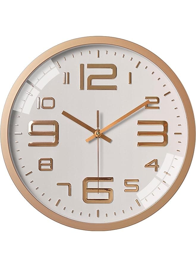 Wall Clock 12-inch Silent Non-Ticking Round Wall Clocks Battery Operated Easy to Read for Home/Office/School/Kitchen/Bedroom/Living Room(Gold)