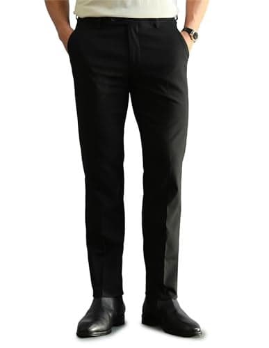 Arrow Solid Slim Fit Formal Trousers for Men - Full Length Formal Pants for Men Office Wear - 34, Black