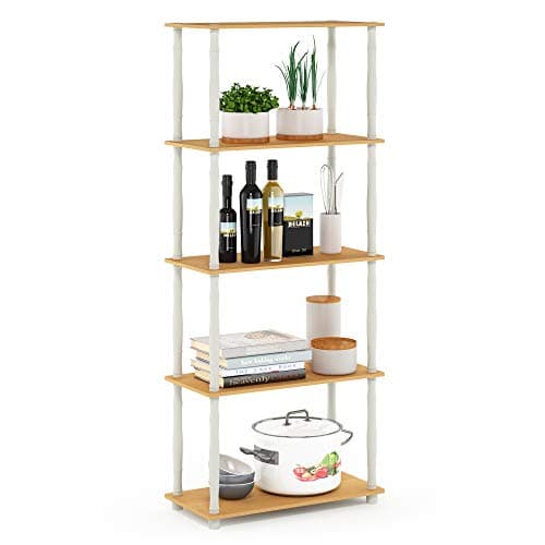 Furinno TurnNTube 5Tier Multipurpose Shelf Display Rack Storage Shelf Bookshelf Classic Tubes BeechWhite