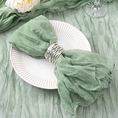 DeZerlor 50 Pack Sage Green Cheesecloth Napkins Fall Thanksgiving Cloth Napkins Set of 50 Sage Dinner Table Napkins Bulk 21x21 Inches for Thanksgiving Wedding Bridal Shower Baby Shower Xmas Party