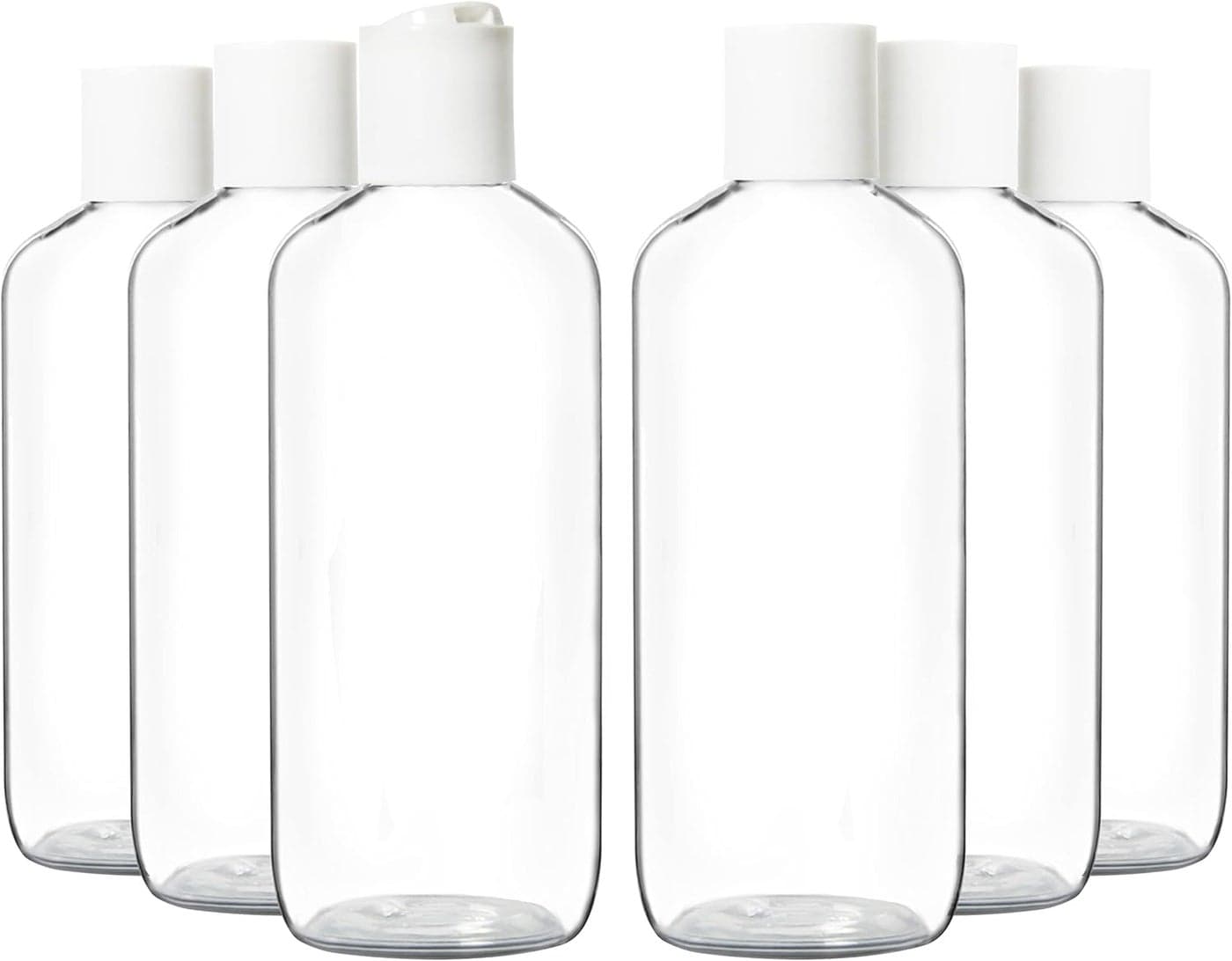 Youngever 6 Pack 16 Ounce Empty Squeeze Containers with Disc Cap, Plastic Bottles with Disc Top Flip Cap, Refillable Cosmetic Bottles, Squeeze Containers (White Cap)