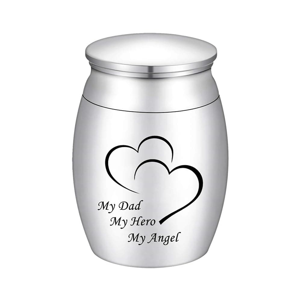 Small Urns for Ashes, 1PCS Ashes Urn, Ashes Keepsake, Atainless Steel Metal Funeral Urn, Mini Cremation Urn for Pet or Human Ash, Decorative Urns - My Dad My Hero My Angel