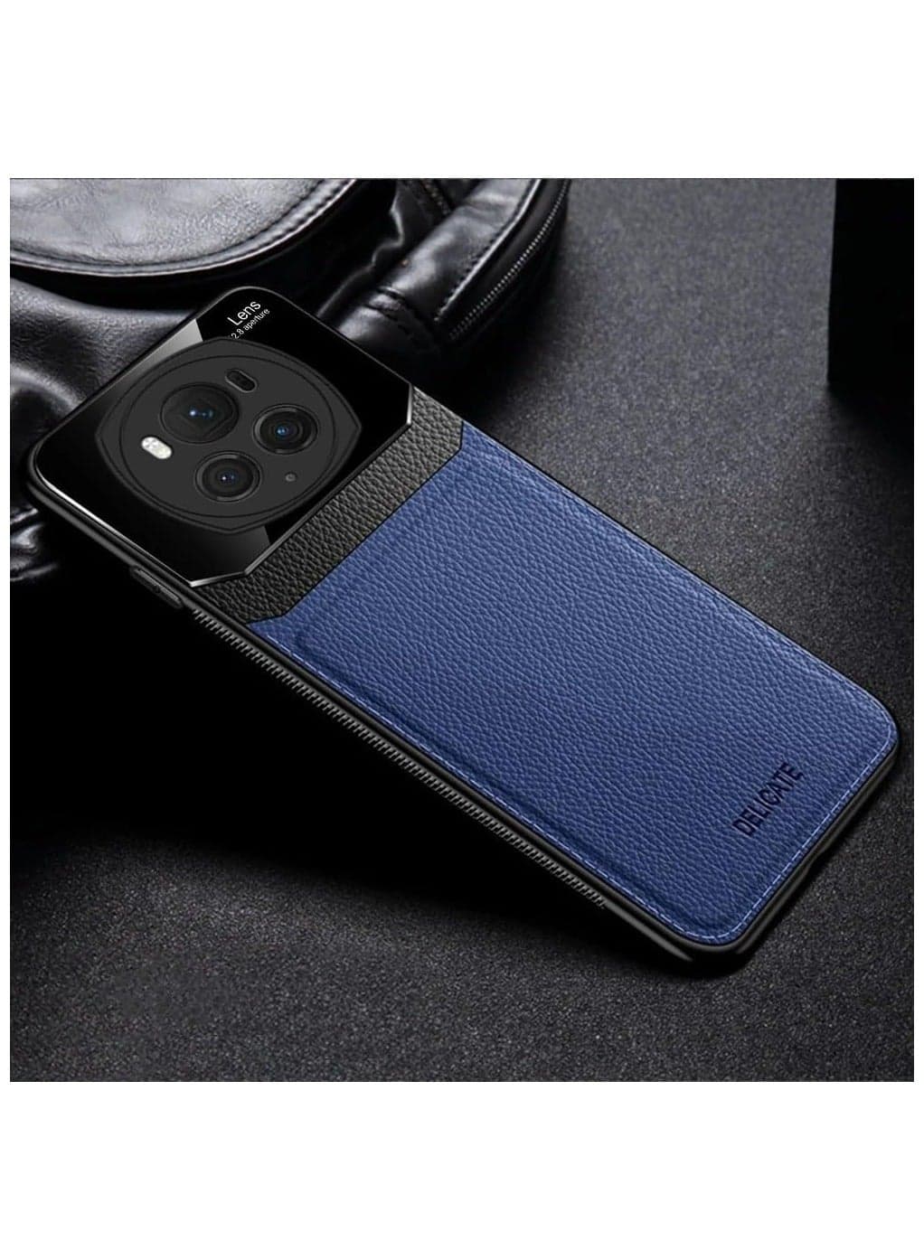 Honor Magic 6 Pro, Premium Faux Leather + Glass Camera Protection, Slim Phone Case Scratch Resistant Protective Cover for Honor Magic 6 Pro