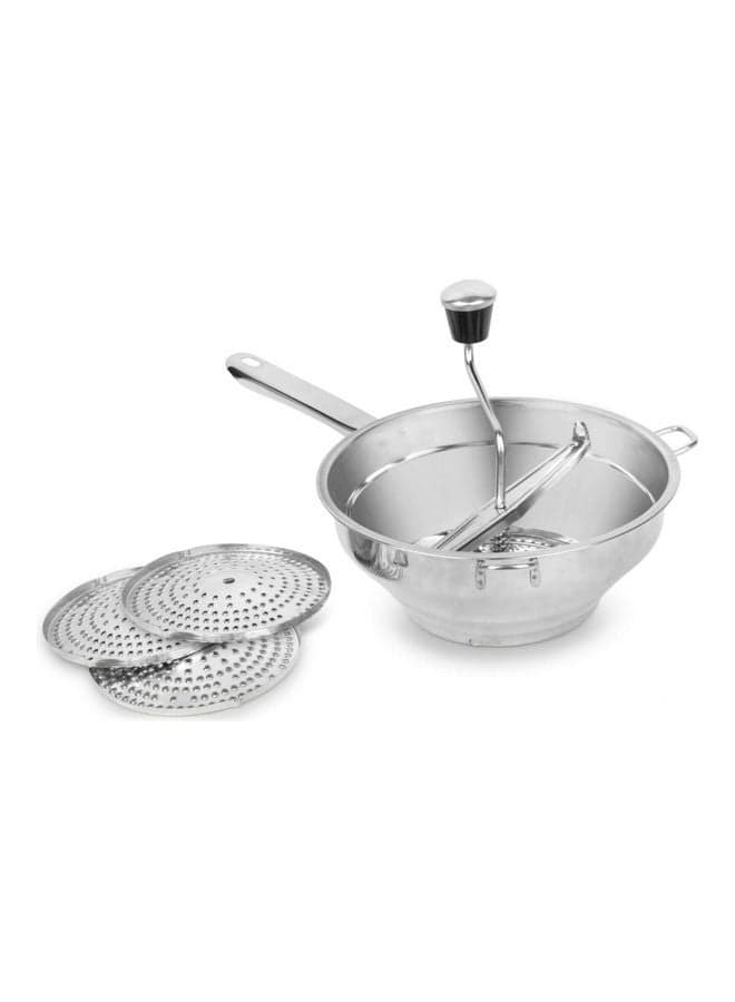 Stainless Steel Food Mill with 3 Grinding Discs Kitchen Food Mashing for Soup Sauce silver 35.10*9.56*20.70cm