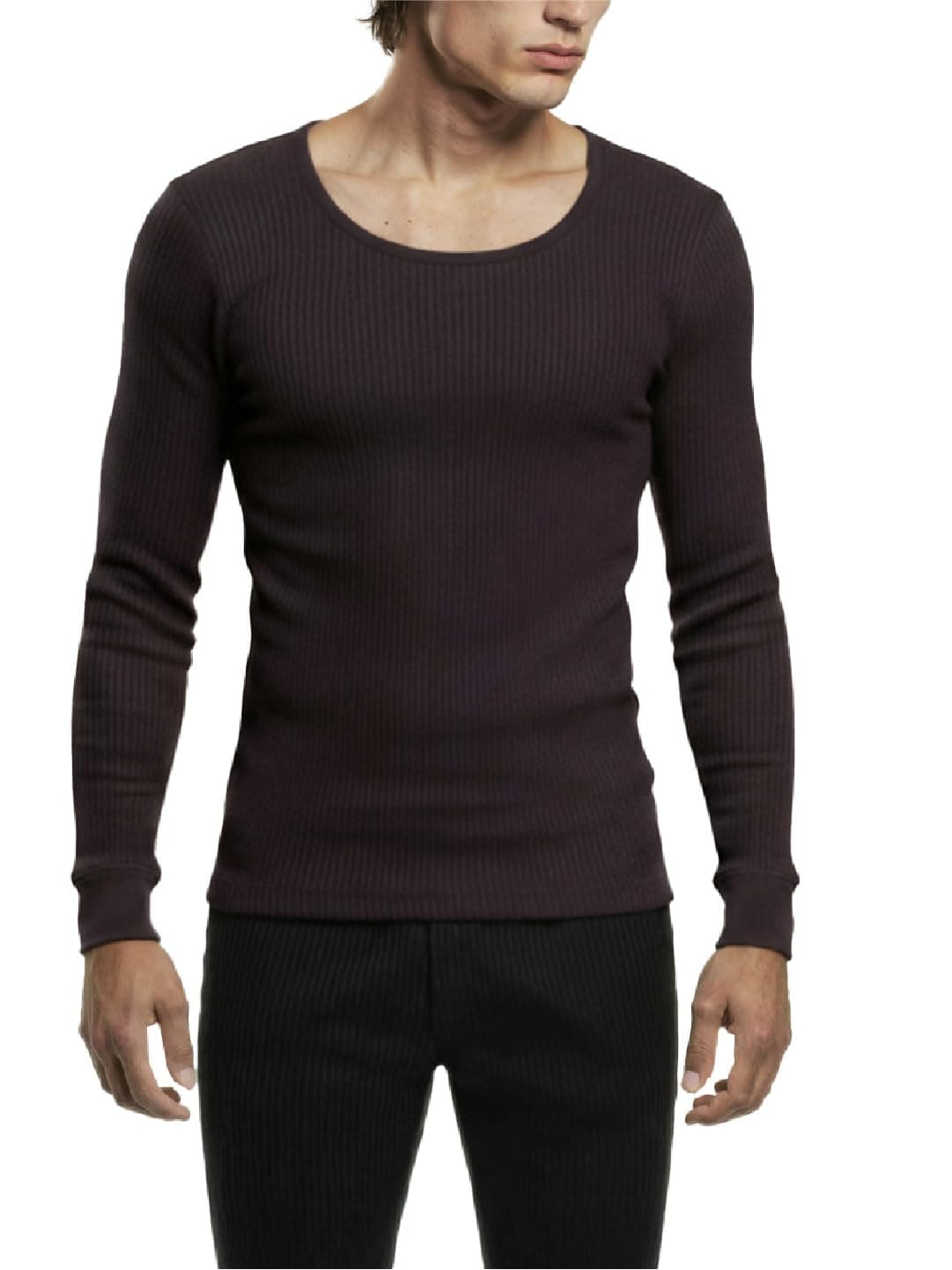 DAMENSCH HeatCode Warmer for Men; Cotton Blend Winter Inner; Fleece Lined Ribbed Thermal Wear for Men Top; Super Soft Body Warmer Full Sleeves Topwear-Base Purple-M