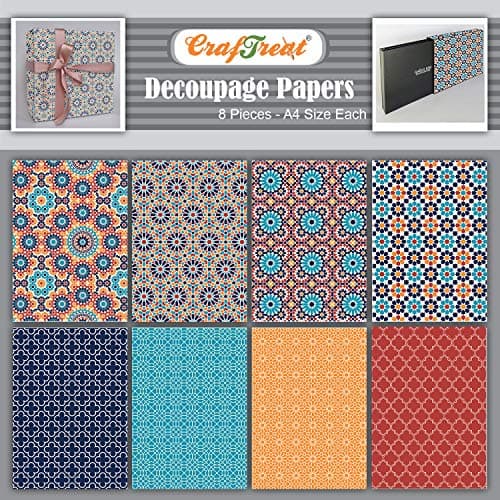CrafTreat Mosaic Pattern Decoupage Paper A4 83 x 117 Inch 8 Sheets Decorative Mosaic I II Printed Craft Paper for Furniture Scrapbooking Collage DIY Home Dcor