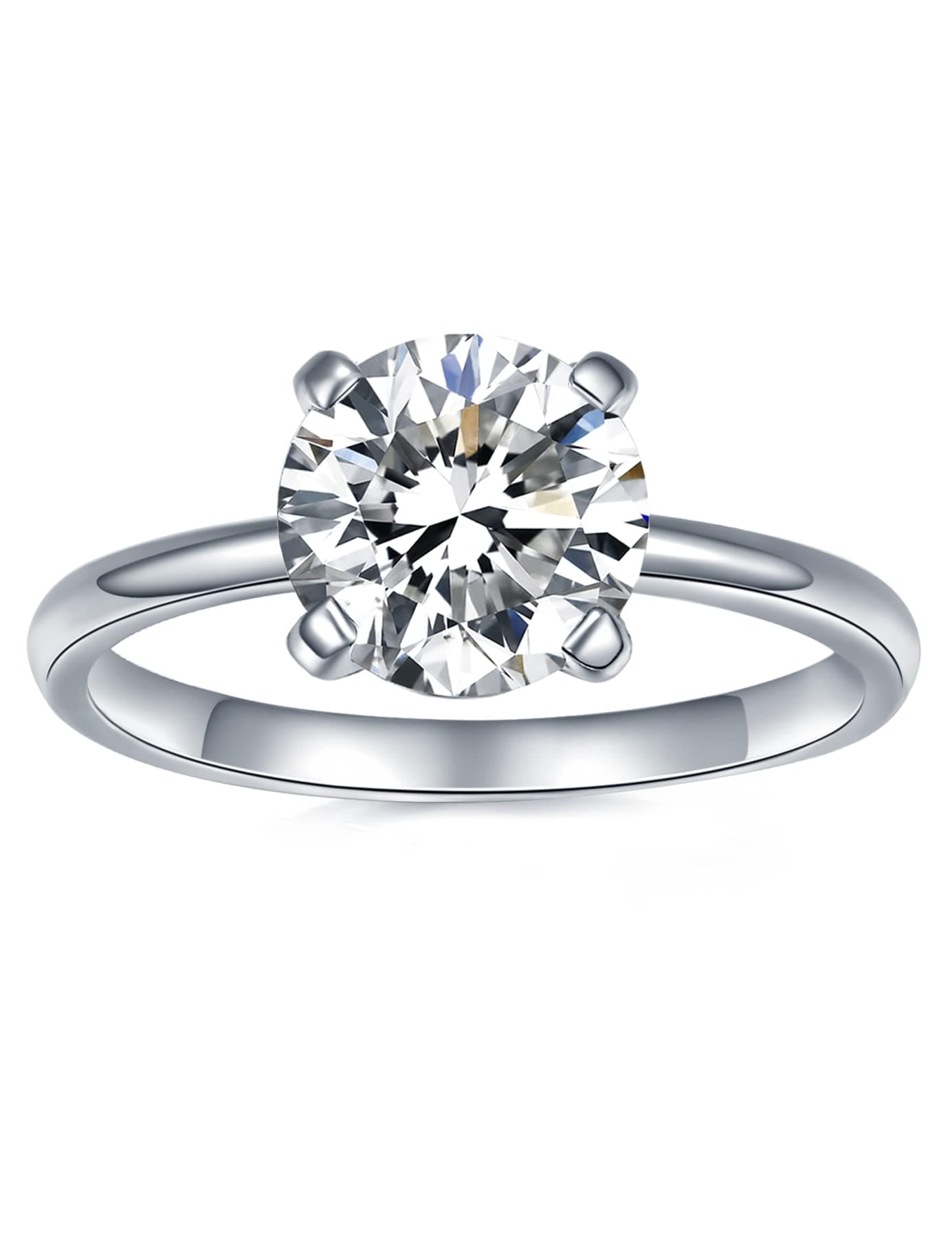 IMOLOVE Moissanite Solitaire Engagement Ring for Women, Women's Engagement Rings Moissanite Promise Rings 2CT D Color VVS1 Clarity Wedding band 925 Sterling Silver with 18K Gold Plated-5.5-2CT