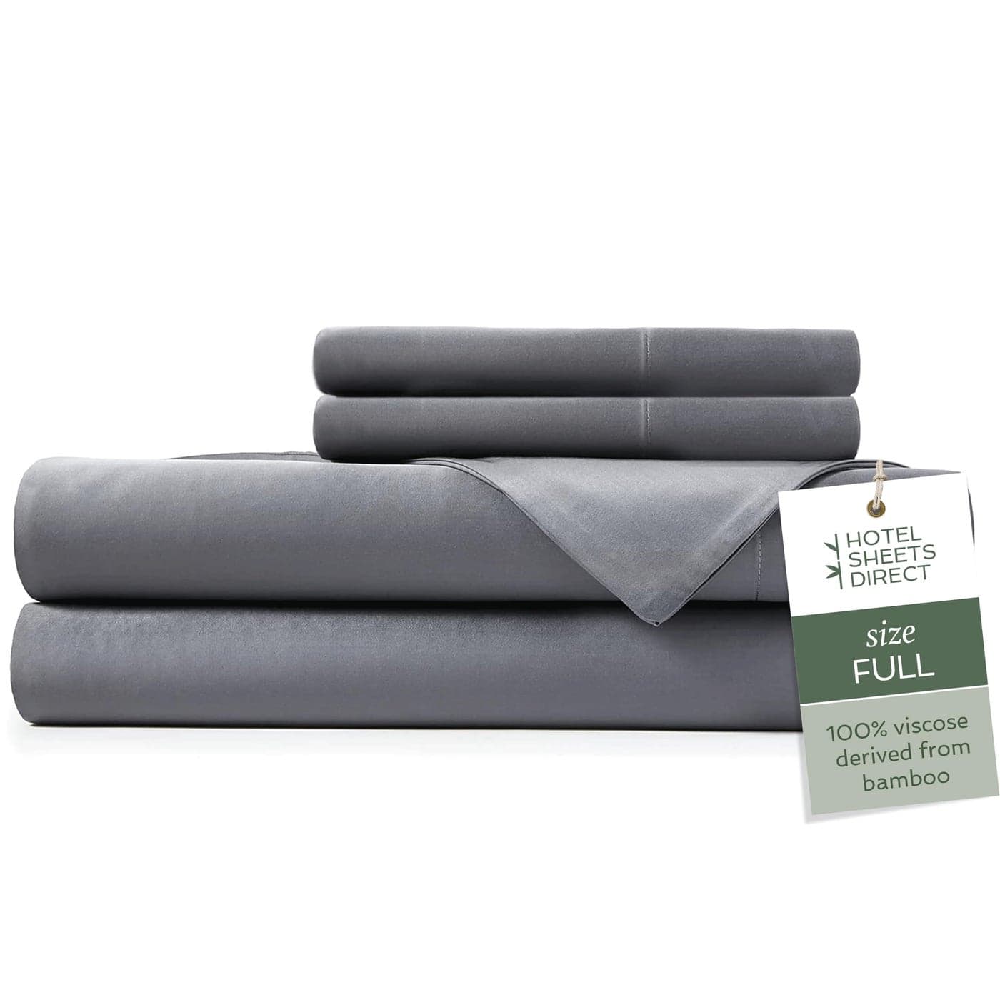 Hotel Sheets Direct 4 Piece Bed Sheet Set Full Size 100 Viscose Derived from Bamboo Sheets Set with 2 Pillowcases Cooling Breathable Luxury Bedding MoistureWicking Silky Soft Dark Gray