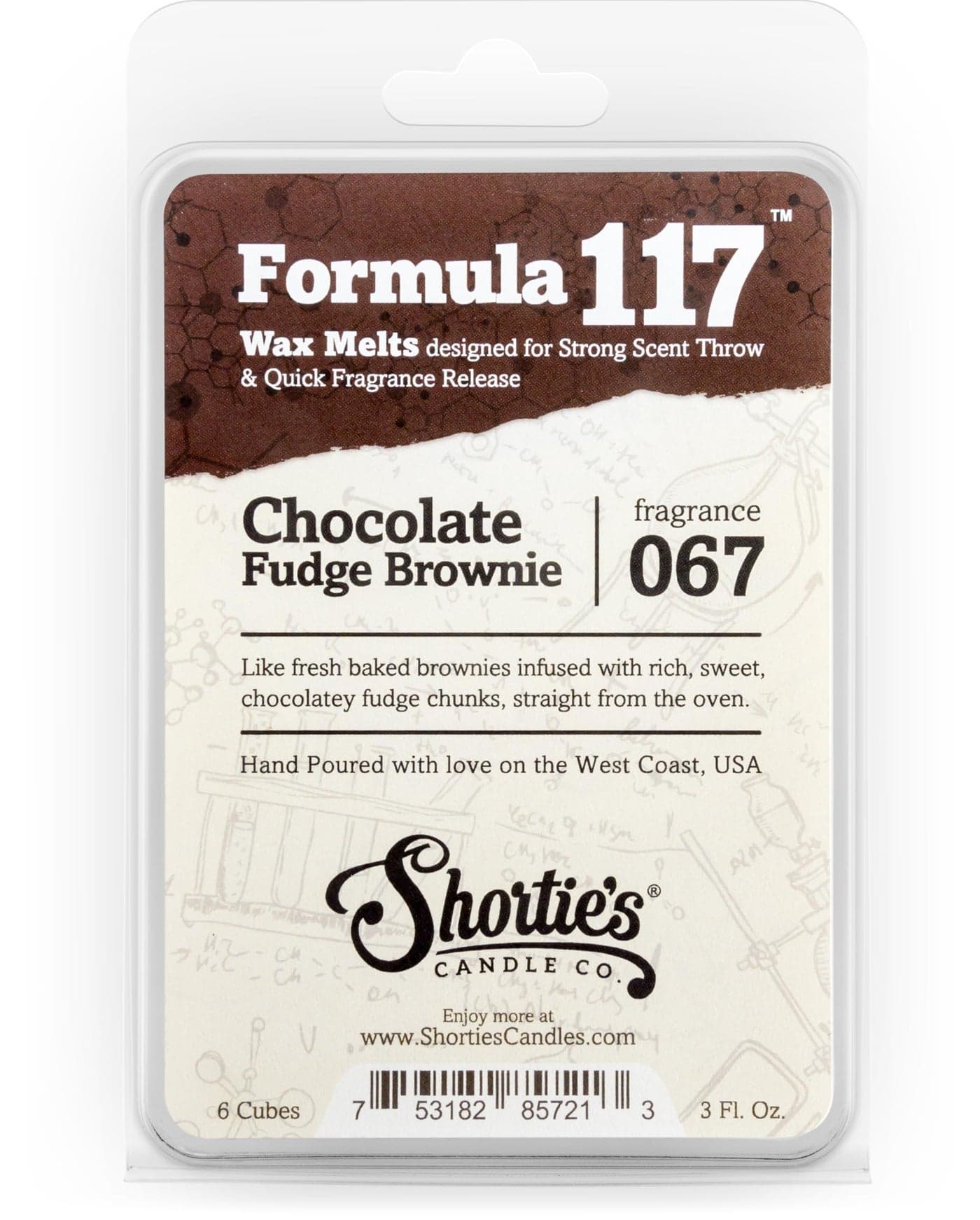 Shortie's Candle Company Chocolate Fudge Brownie Wax Melts - Formula 117-1 Highly Scented 3 Oz. Bar - Made with Natural Oils - Bakery & Food Air Freshener Cubes Collection
