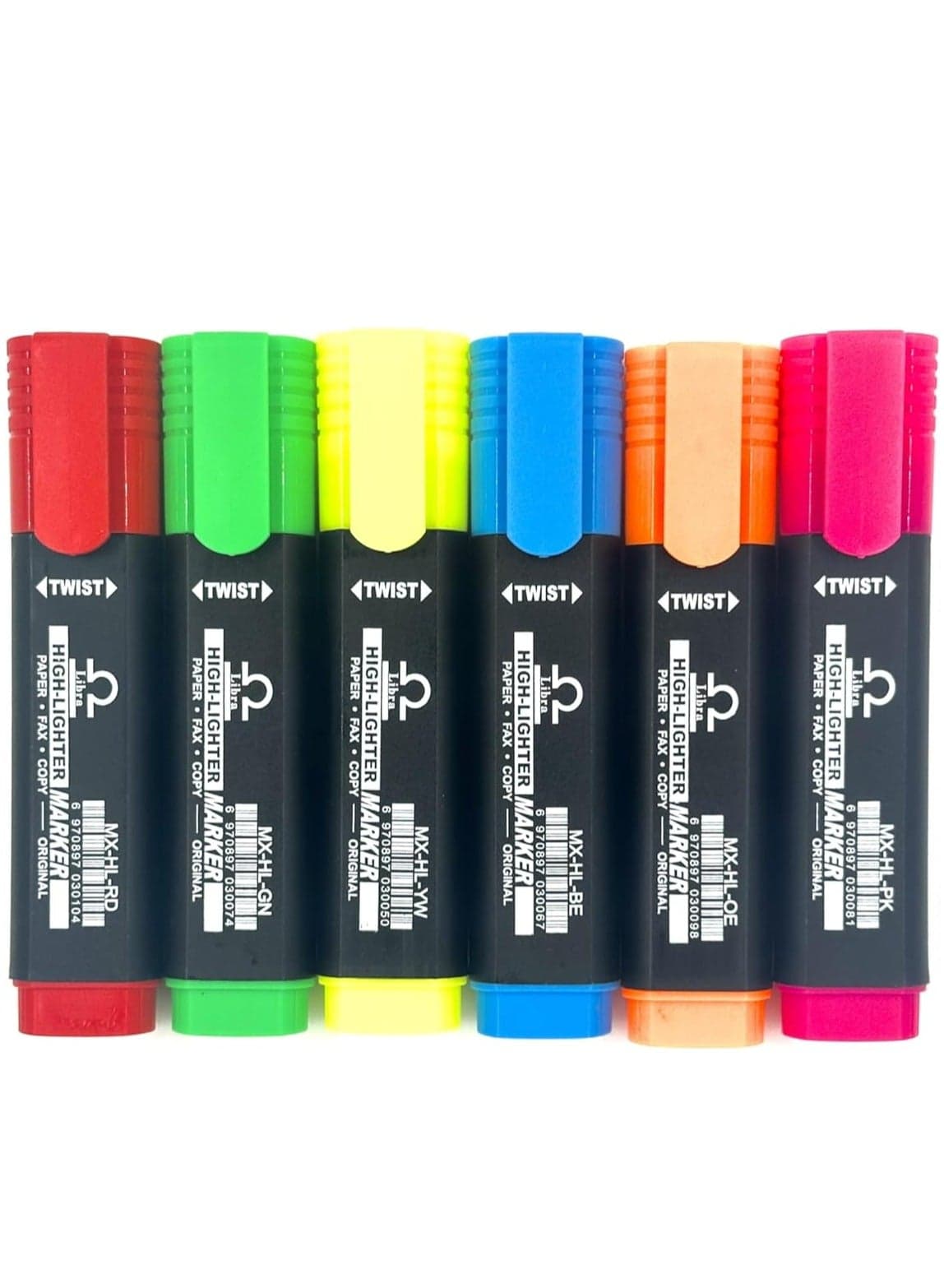 Highlighter Set - 6 Vibrant Multi-Colour Highlighters for School, Office, Study, Note-Taking, and Organizing - Quick-Drying, Smudge-Proof, Non-Toxic.