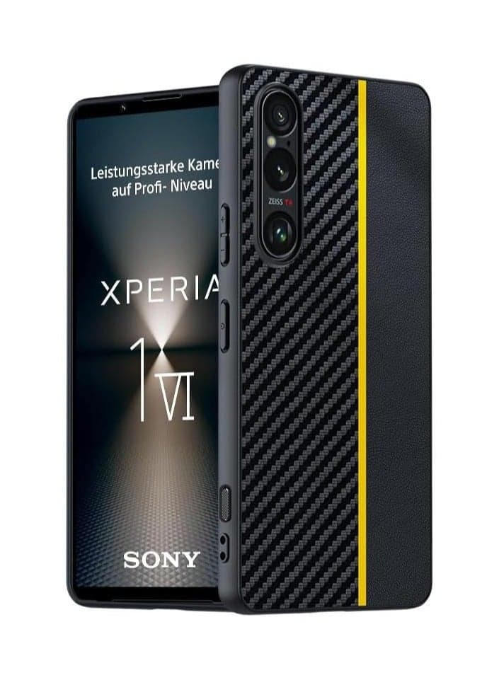 Carbon Fiber Texture Leather Compatible with Sony Xperia 1 VI 5G Case Cover Ultra Thin Shockproof Back for Sony Xperia 1 VI