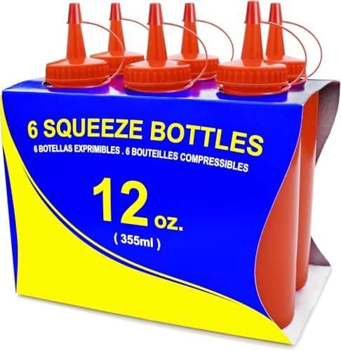 New Star Foodservice 26313 Squeeze Bottles Plastic 12 oz Red Pack of 6