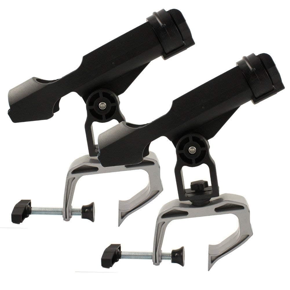 Fishing Boat Rods Holder 360 Degree Rotation Adjustable Power Lock Fishing Rod Racks Folding Holder with Large Clamp Opening 2PCS 02 Max Opening 197