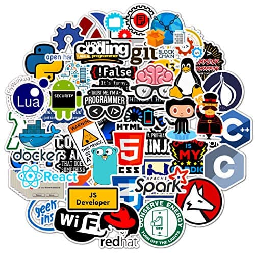 Programming Symbols Stickers 50Pcs WaterproofRemovableBeautifulSuitable for Men and Women in Water BottlesPhonesLaptopGuitarCarMotorcycleCupPianoScooterSuitcase Vinyl Material