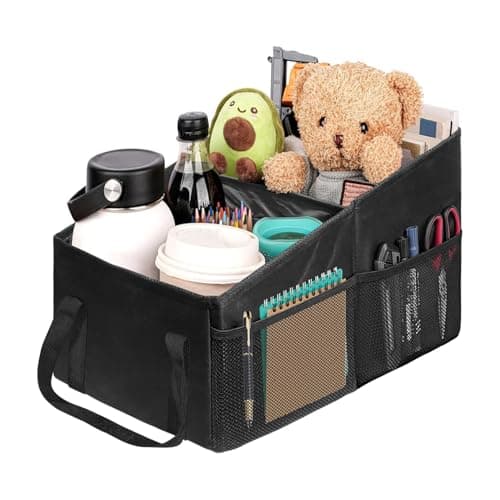 Car Organizer Car Backseat Organizer for kids Car Organizer with Divide Handles and Multiple Mesh Pockets Passenger Seat Organizer Travel Accessories Collapsible Small Car Seat Storage Caddy