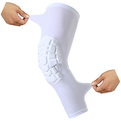 Knee Pads Compression Leg Sleeve Knee Sleeve for All Sports Wrestling Protector Gear, 1 Pair of Knee Paded(White_2 Pack, Small)