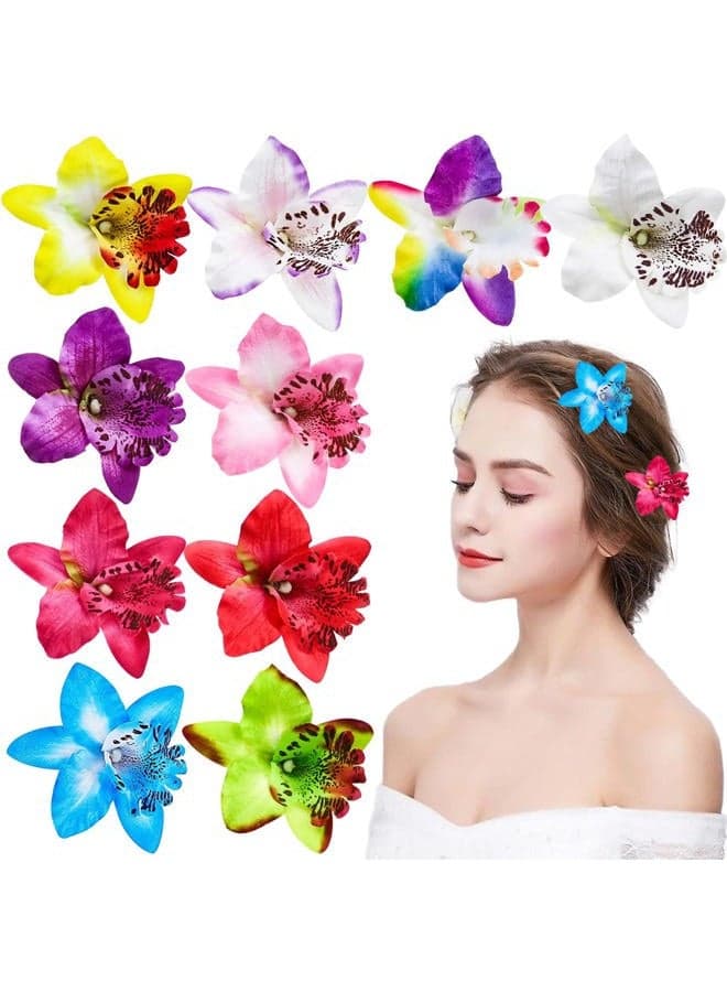 20 PCS Bohemian Hawaiian Orchid Flower Hair Accessories - Alligator Clips, Big Hair Pins, Summer Hair Barrettes for Bridal Wedding and Women Girls