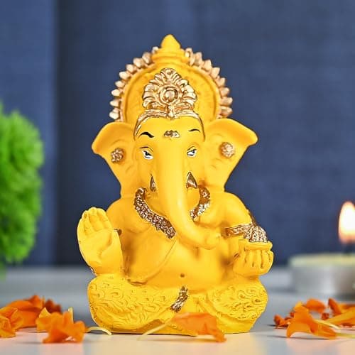 HindCraft Lord Ganesha Car Dashboard Statue – Valentine Gift for Knowledge & Obstacle Removal | Divine Ganesha Murti for Home Temple & Office Desk Décor | Thoughtful Gift for Family & Friends