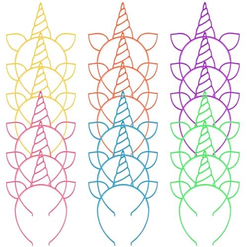 URSKYTOUS 18Pcs Unicorn Birthday Party Favors Unicorn headbands for Girls Halloween Christmas Party Supplies Gift Cosplay Plastic Hairbands Hair Loop Headware Accessories for Teens Toddlers Children