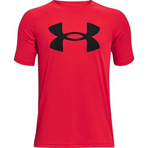 Under Armour Boys Tech Big Logo Short Sleeve T-Shirt , Red (600)/Black , X-Large