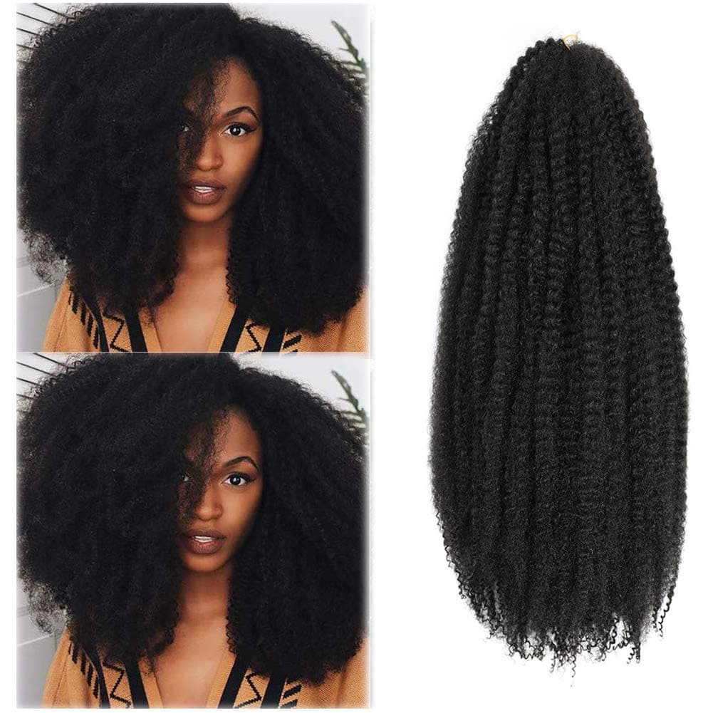 Marley Hair 24 Inch Marley Twist Hair Afro Twist Marley Braiding Hair for Faux Locs Crochet Hair 3 Packs Synthetic Hair Extensions 24 Inch Pack of 3 1B