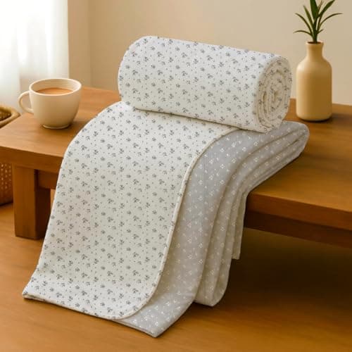Jaipur Weaves 100% Cotton Single Bed Dohar, Ultra Soft Dohar, Bed Blanket, AC Blanket, Reversible Dohar for Summers/Winter, 58 X 88 Inches, 180 TC (Moonlit Mist)