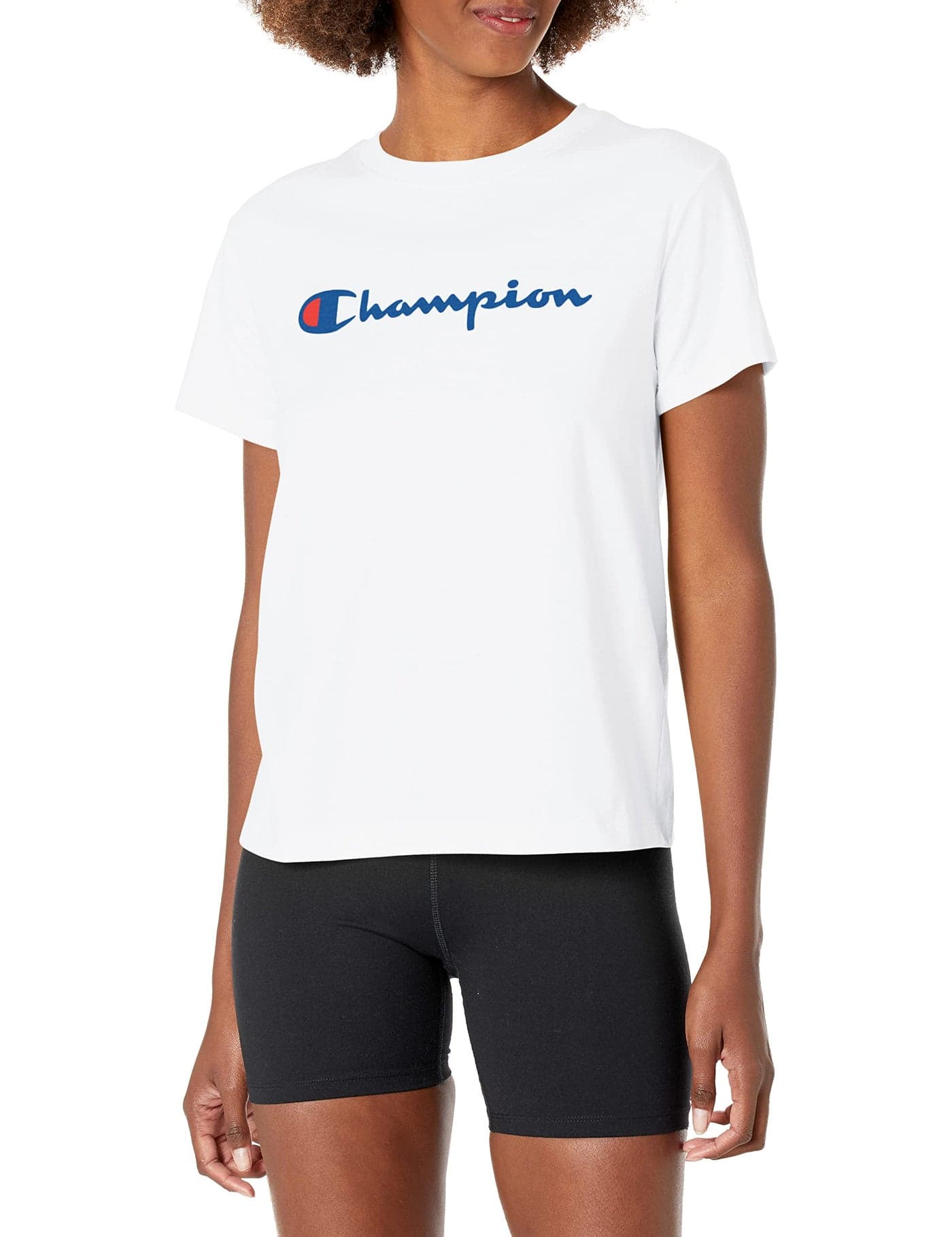 Champion womens Classic Tee, Script Logo T Shirt, White-y08113, X-Large US