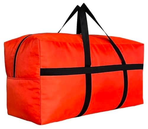 DoYiKe Extra Large Storage Duffle Bag with Zippers and Handles Heavy Duty Orange Big Foldable Bag for Travel56x27x15Inch