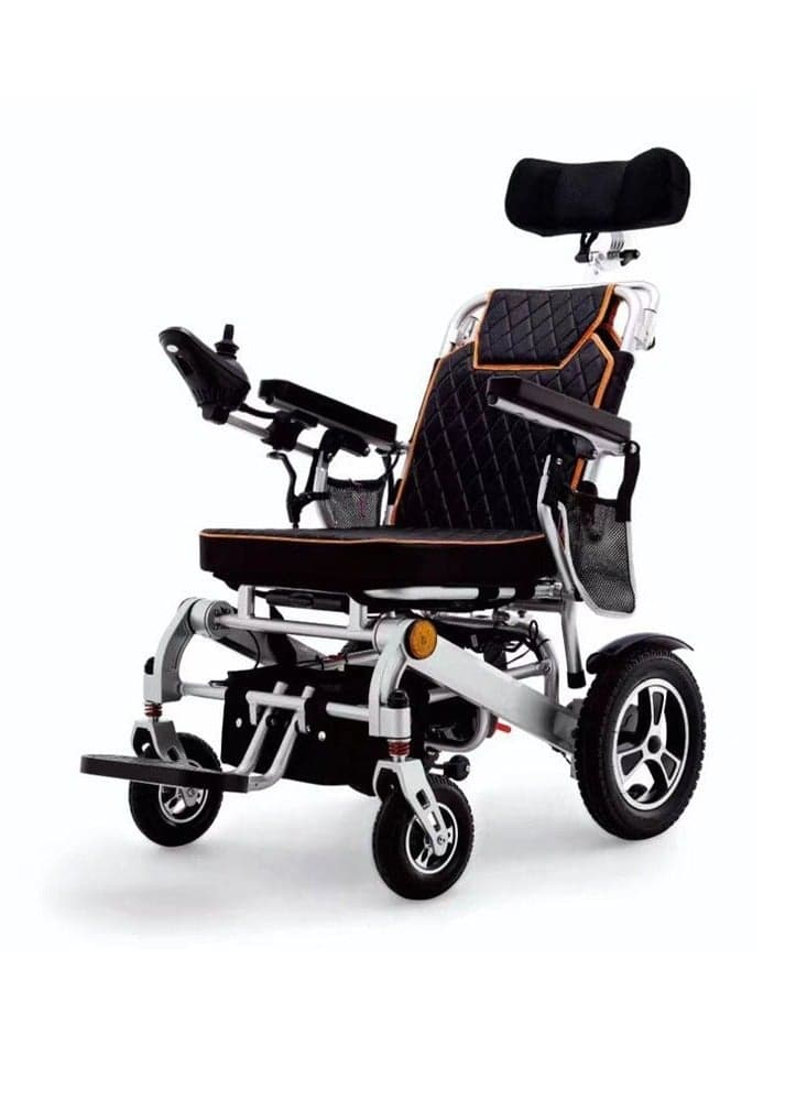 6019 Electric Wheelchair with High Back and Flatlay, Lightweight All-Terrain Foldable Wheelchair for Adults, With Remote Control,500W Motor, 24V/12AH Battery, 15-25KM Range, 5-6KM/H Max Speed, Auto-Electric Brakes, Reclining Function, Built-in Shock Absorber, Adjustable Headrest, 360° Joystick Contr