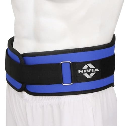 NIVIA 6" Basic Weight Lifting Belt 30", Back Supports, For Postural & Mobility Support Available in Length - 76.2 cm (30") & Blue/Black Color, Used for Training, Gym & Fitness.